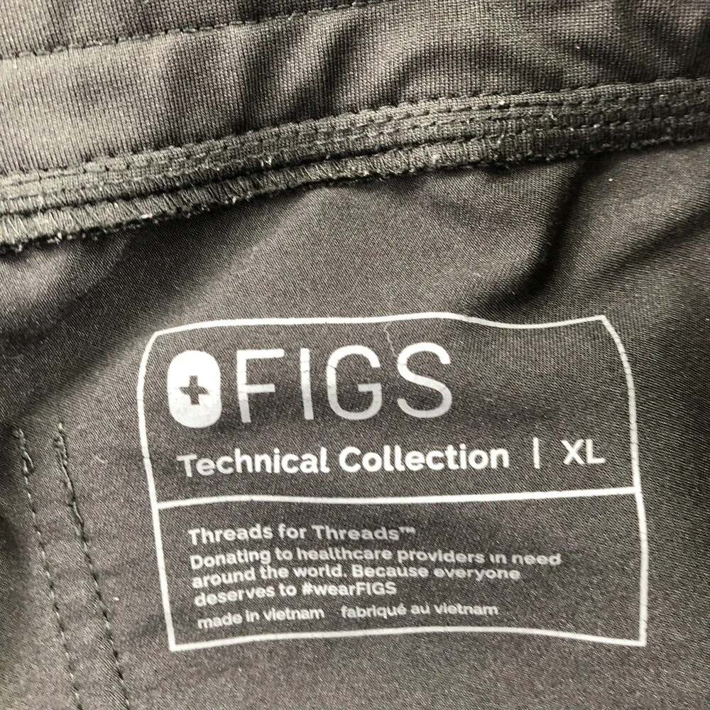 FIGS Technical Collection Jogger Pants Mens XL Black Scrub Elastic Waist Pockets